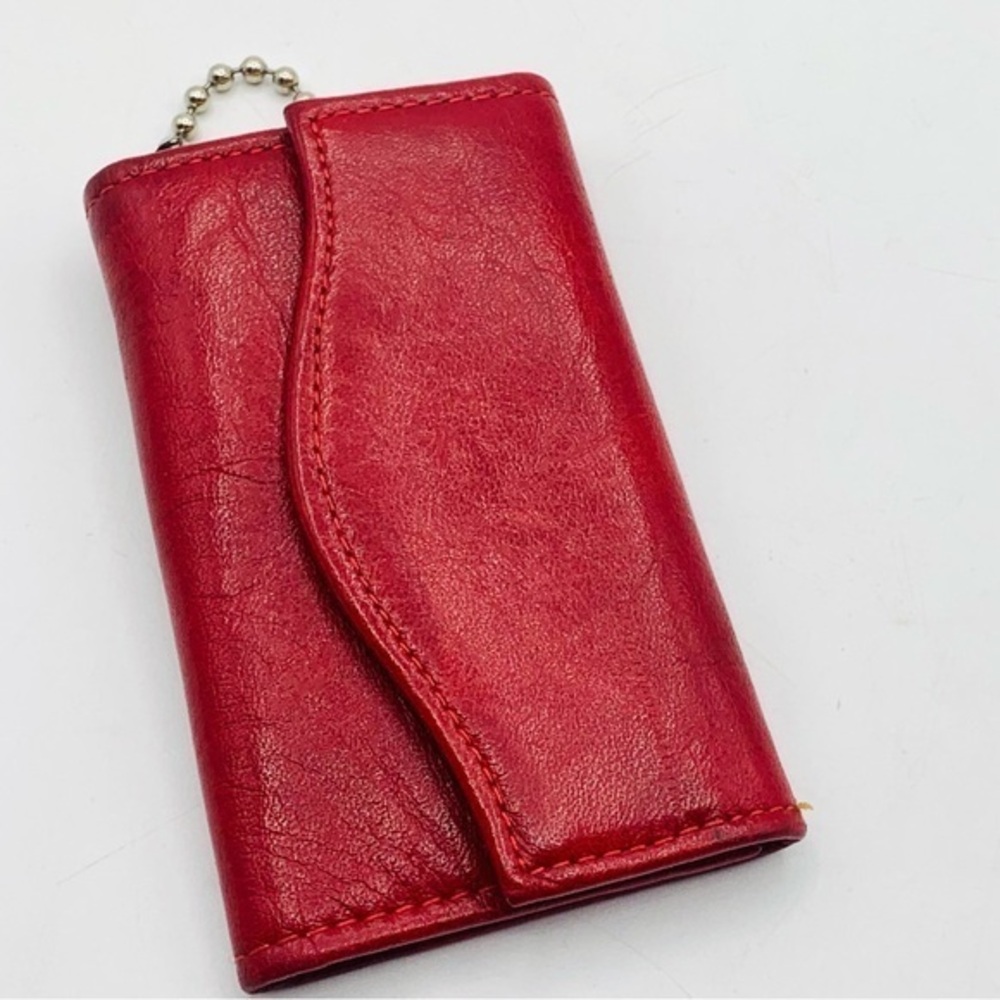 Vintage St. Thomas Red Leather Key Case Cowhide Leather  5-Hook Holder